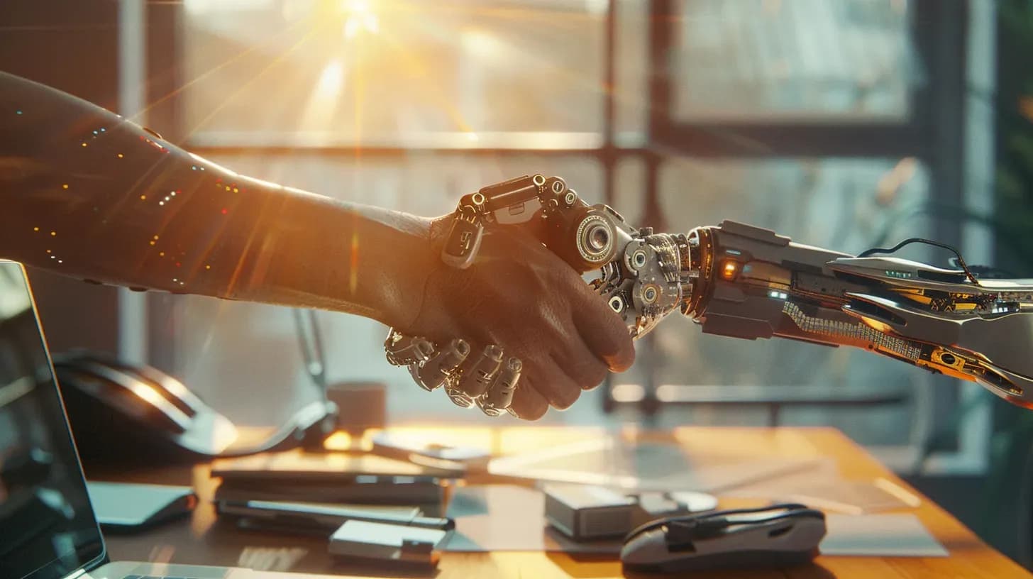 A person and AI working together on the future of work